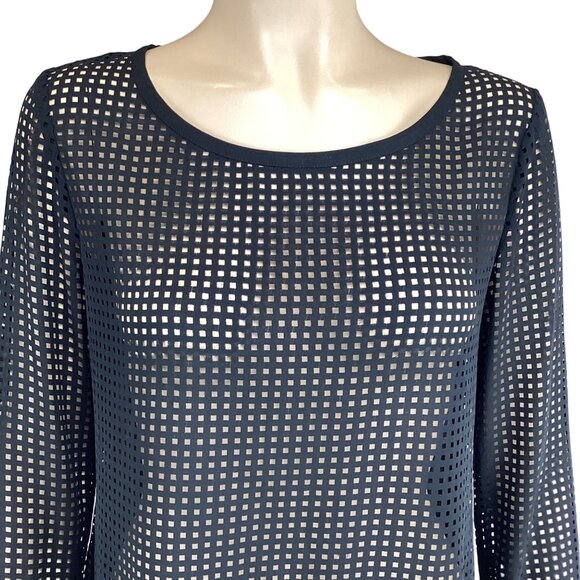 Banana Republic Womens Top Size XS Xsmall Black Sheer Mesh Long Sleeve‎ - Picture 4 of 7